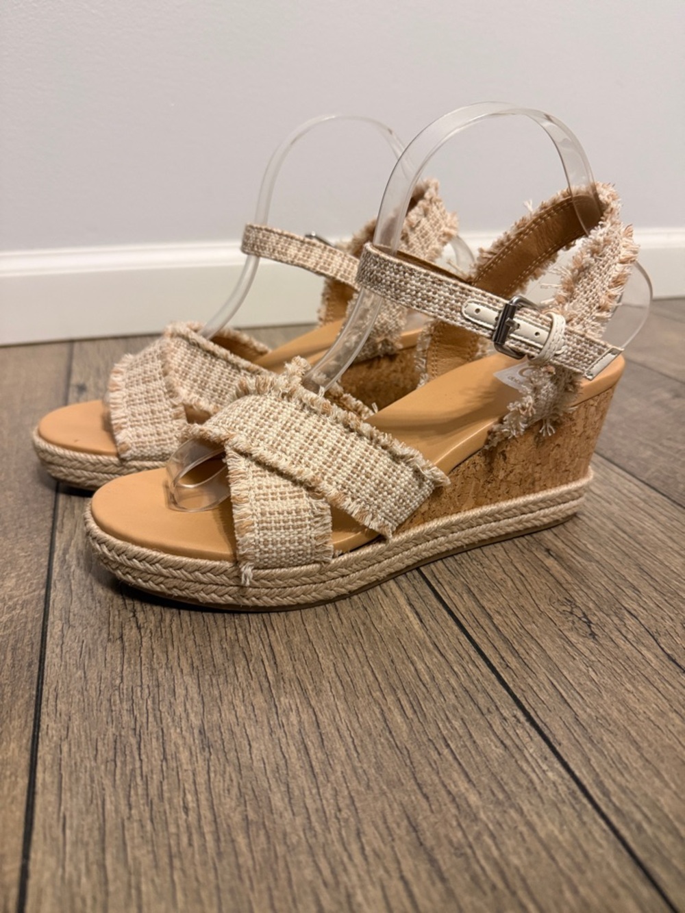 Dolce Vita Beige Tweed Espadrille Wedge Sandals - Women's Summer Heels